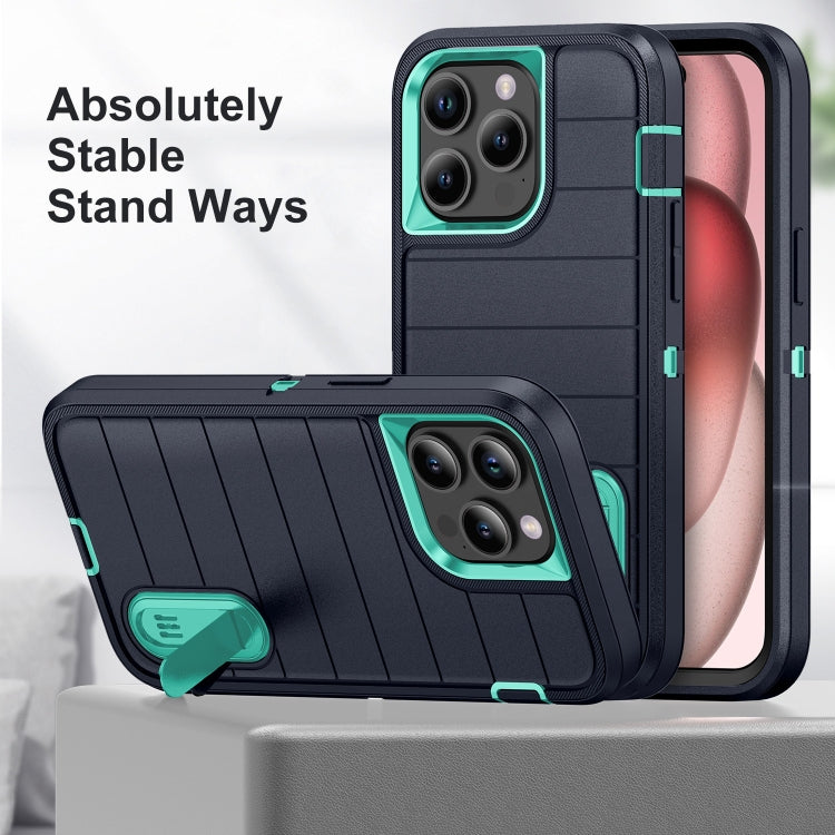 For iPhone 15 Pro Max Defender Gen2 Rugged PC + Silicone Phone Case with Holder