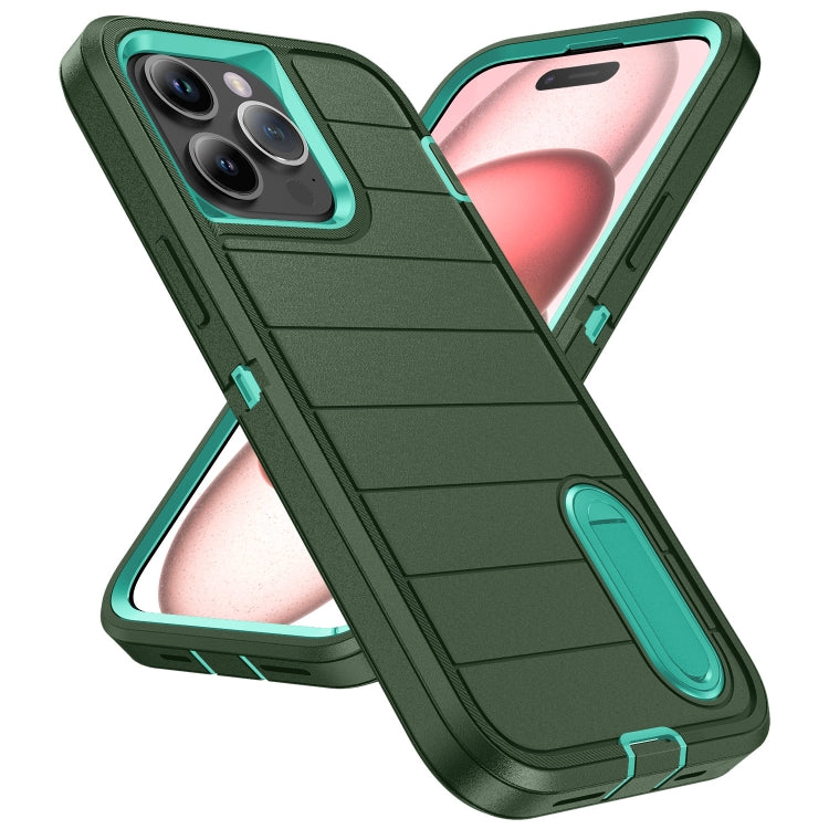 For iPhone 15 Pro Max Defender Gen2 Rugged PC + Silicone Phone Case with Holder