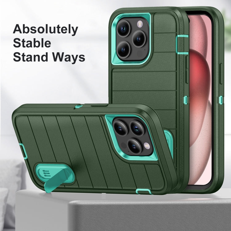 For iPhone 15 Pro Max Defender Gen2 Rugged PC + Silicone Phone Case with Holder