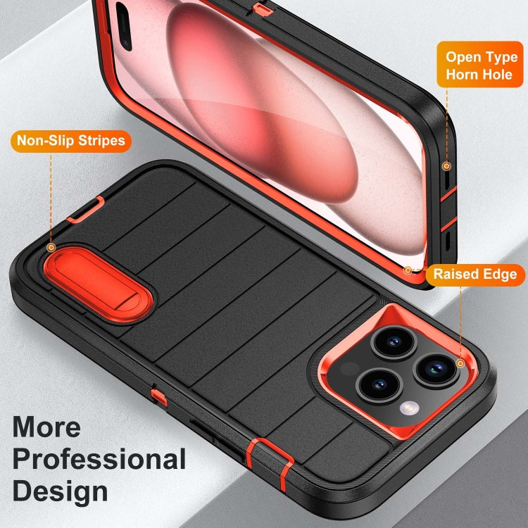 For iPhone 15 Pro Defender Gen2 Rugged PC + Silicone Phone Case with Holder