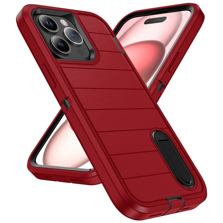For iPhone 15 Pro Defender Gen2 Rugged PC + Silicone Phone Case with Holder