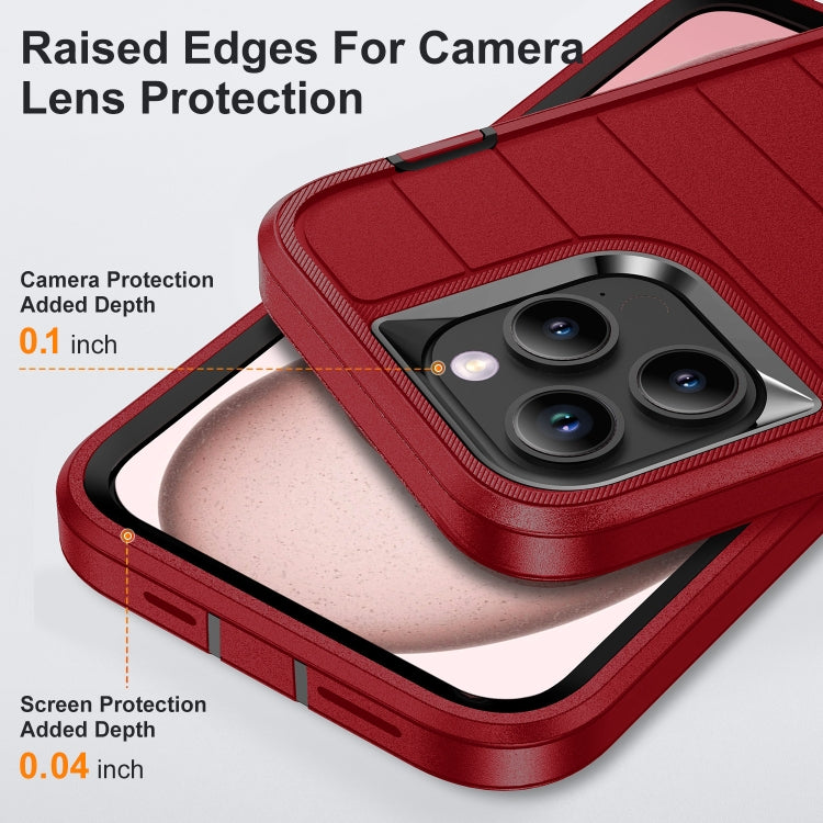 For iPhone 15 Pro Defender Gen2 Rugged PC + Silicone Phone Case with Holder