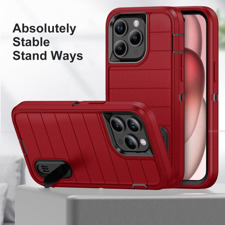 For iPhone 15 Pro Defender Gen2 Rugged PC + Silicone Phone Case with Holder