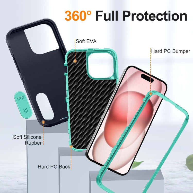 For iPhone 15 Pro Defender Gen2 Rugged PC + Silicone Phone Case with Holder