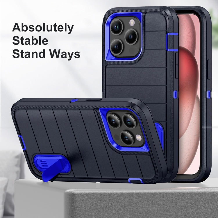 For iPhone 15 Pro Defender Gen2 Rugged PC + Silicone Phone Case with Holder