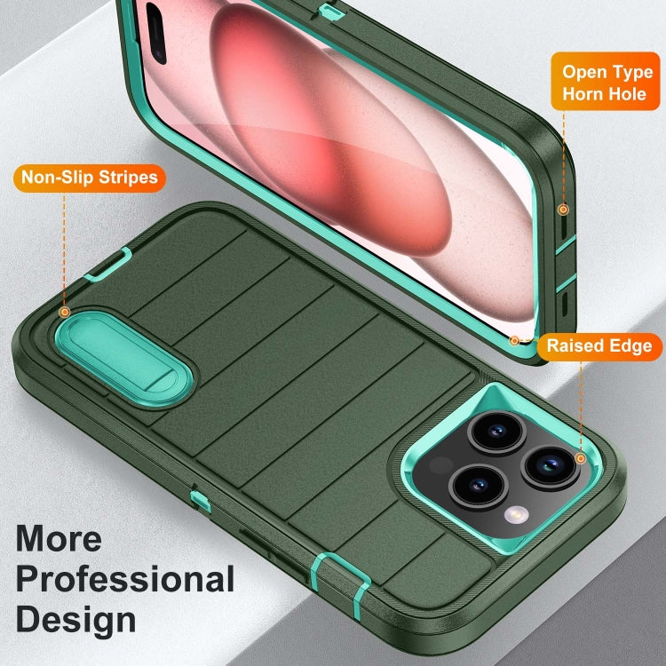 For iPhone 15 Pro Defender Gen2 Rugged PC + Silicone Phone Case with Holder