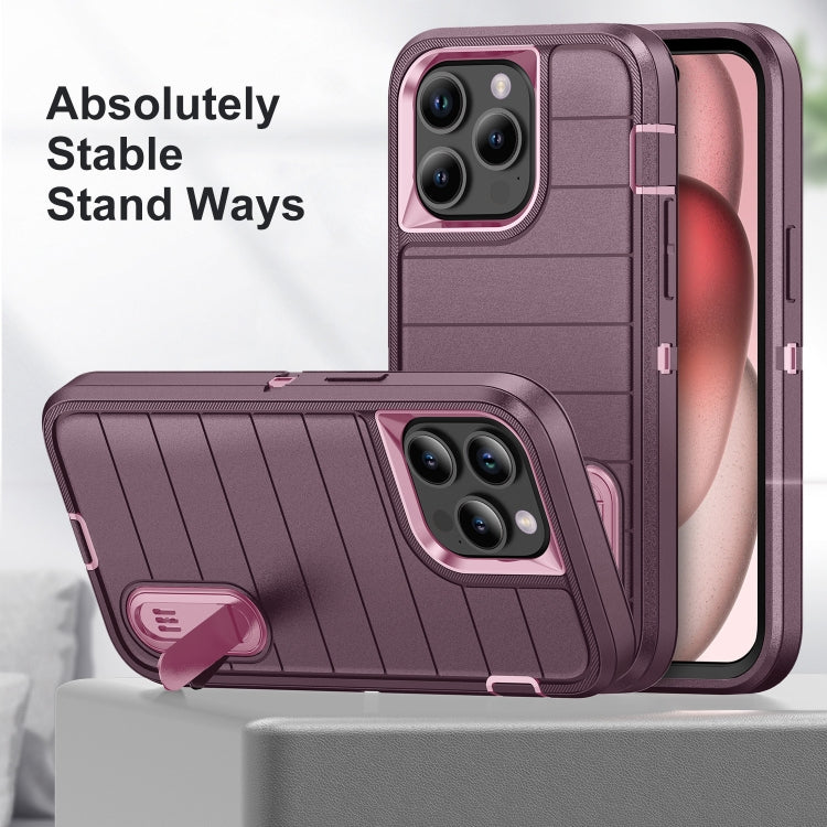 For iPhone 15 Pro Defender Gen2 Rugged PC + Silicone Phone Case with Holder