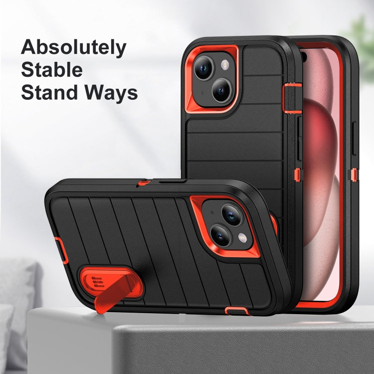 For iPhone 15 Plus Defender Gen2 Rugged PC + Silicone Phone Case with Holder