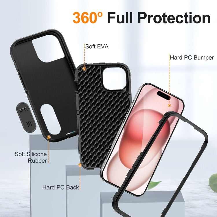 For iPhone 15 Plus Defender Gen2 Rugged PC + Silicone Phone Case with Holder