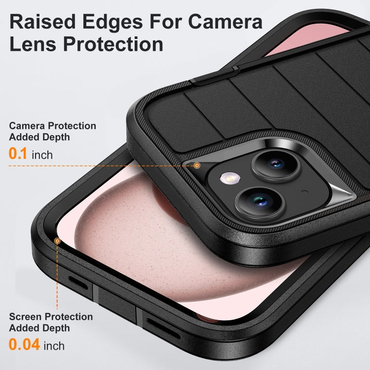 For iPhone 15 Plus Defender Gen2 Rugged PC + Silicone Phone Case with Holder