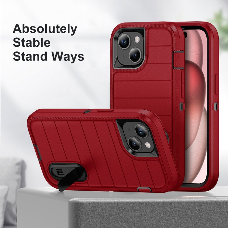 For iPhone 15 Plus Defender Gen2 Rugged PC + Silicone Phone Case with Holder