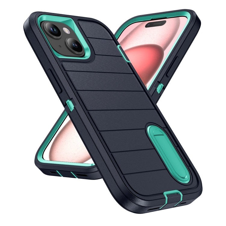 For iPhone 15 Plus Defender Gen2 Rugged PC + Silicone Phone Case with Holder