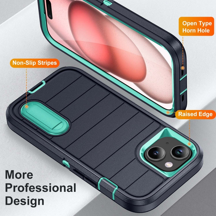For iPhone 15 Plus Defender Gen2 Rugged PC + Silicone Phone Case with Holder