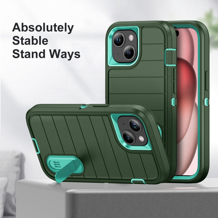 For iPhone 15 Plus Defender Gen2 Rugged PC + Silicone Phone Case with Holder
