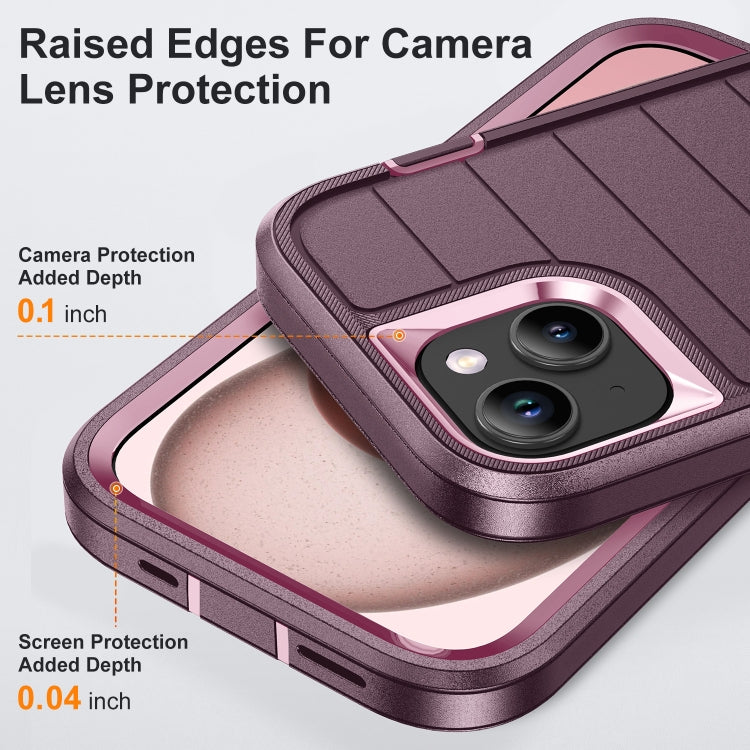 For iPhone 15 Plus Defender Gen2 Rugged PC + Silicone Phone Case with Holder