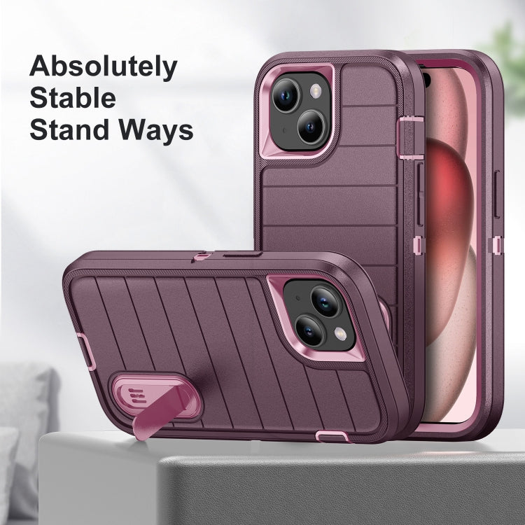 For iPhone 15 Plus Defender Gen2 Rugged PC + Silicone Phone Case with Holder