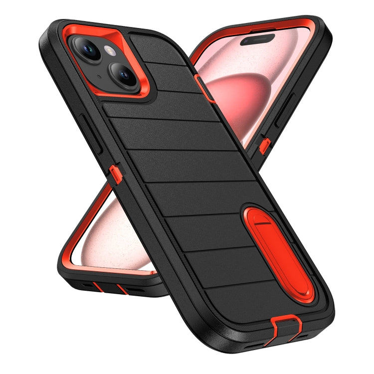 For iPhone 15 Defender Gen2 Rugged PC + Silicone Phone Case with Holder