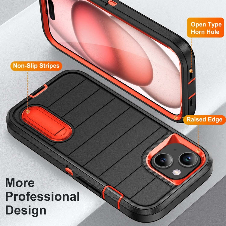 For iPhone 15 Defender Gen2 Rugged PC + Silicone Phone Case with Holder