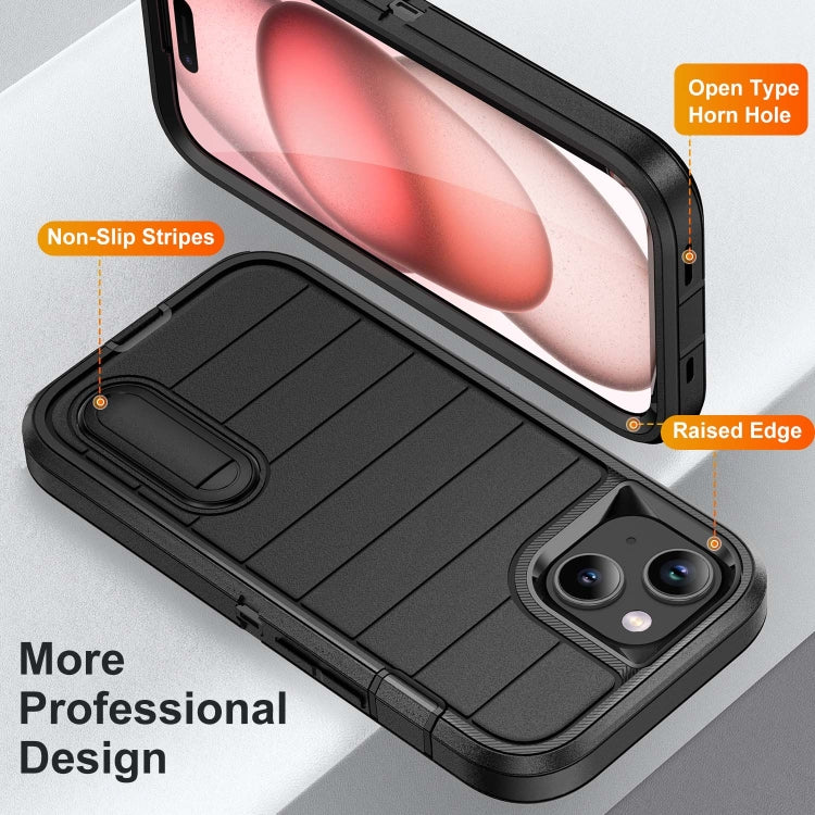 For iPhone 15 Defender Gen2 Rugged PC + Silicone Phone Case with Holder