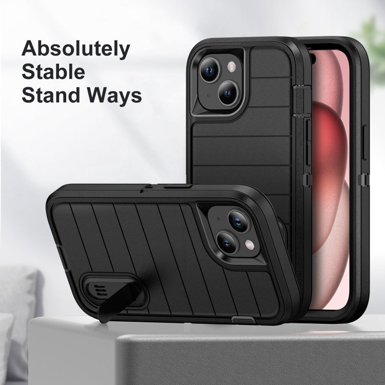For iPhone 15 Defender Gen2 Rugged PC + Silicone Phone Case with Holder