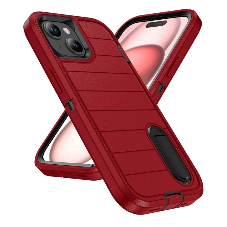 For iPhone 15 Defender Gen2 Rugged PC + Silicone Phone Case with Holder
