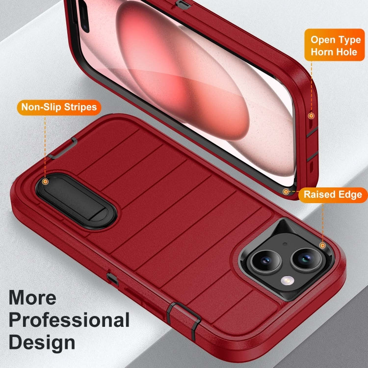 For iPhone 15 Defender Gen2 Rugged PC + Silicone Phone Case with Holder