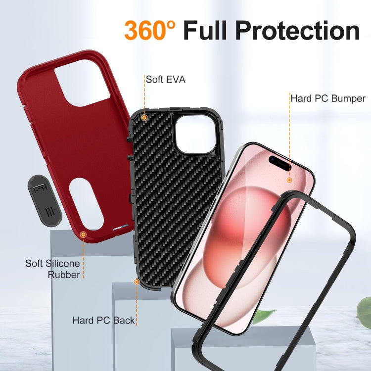 For iPhone 15 Defender Gen2 Rugged PC + Silicone Phone Case with Holder
