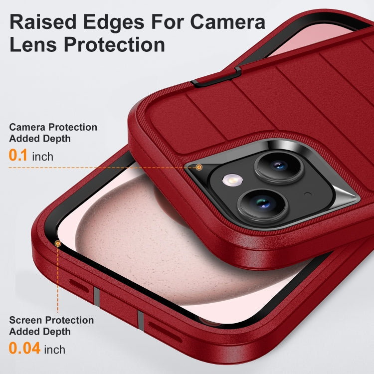 For iPhone 15 Defender Gen2 Rugged PC + Silicone Phone Case with Holder