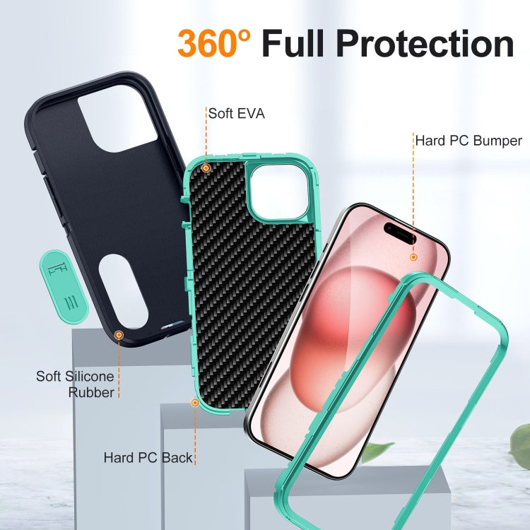 For iPhone 15 Defender Gen2 Rugged PC + Silicone Phone Case with Holder