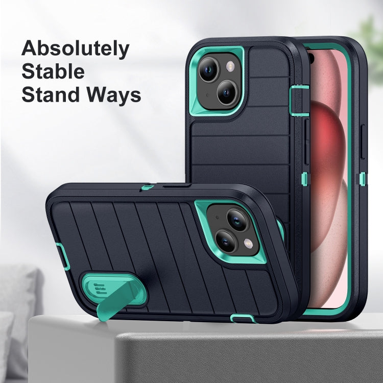 For iPhone 15 Defender Gen2 Rugged PC + Silicone Phone Case with Holder