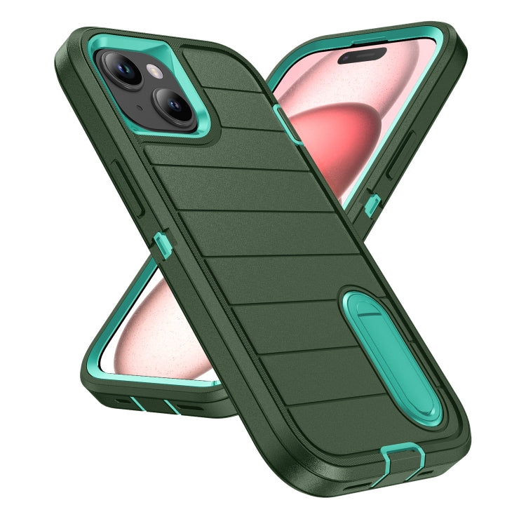 For iPhone 15 Defender Gen2 Rugged PC + Silicone Phone Case with Holder
