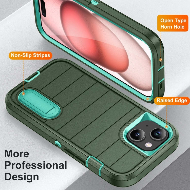 For iPhone 15 Defender Gen2 Rugged PC + Silicone Phone Case with Holder