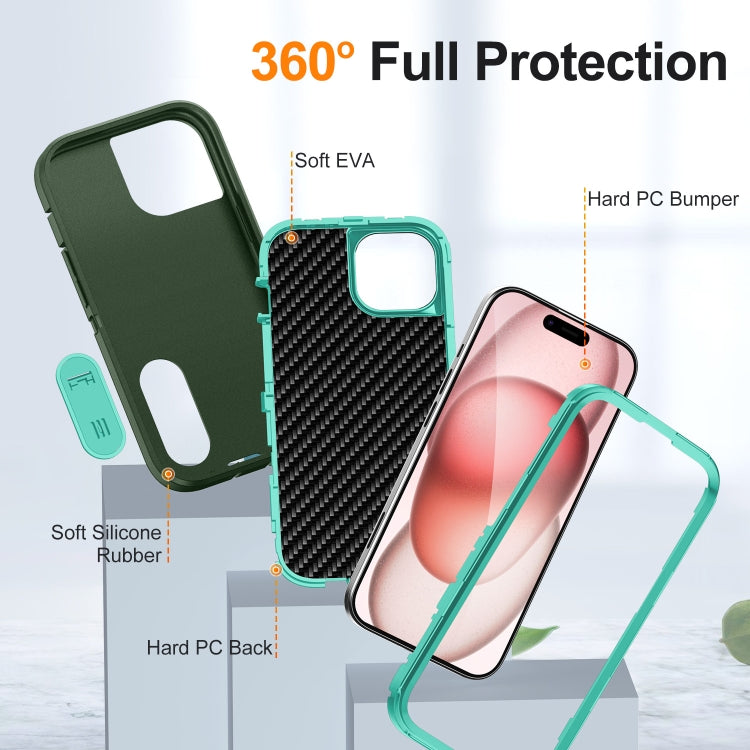 For iPhone 15 Defender Gen2 Rugged PC + Silicone Phone Case with Holder