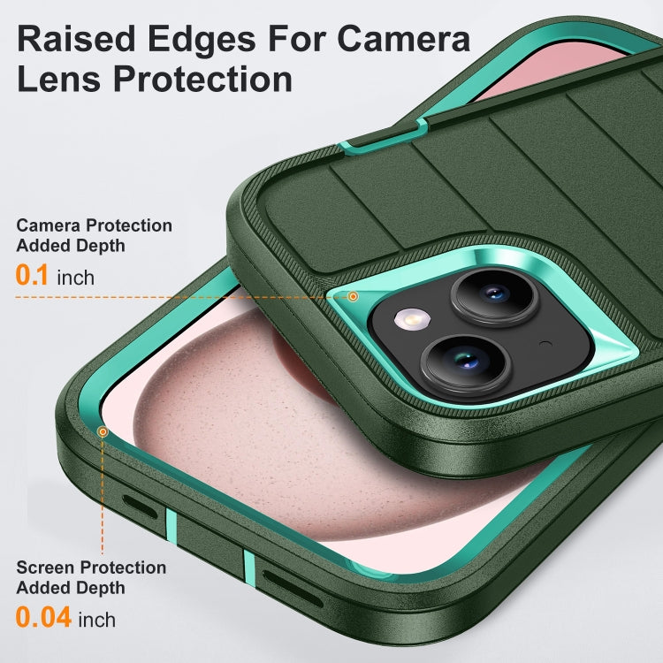 For iPhone 15 Defender Gen2 Rugged PC + Silicone Phone Case with Holder