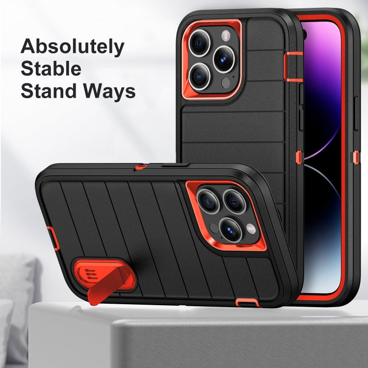 For iPhone 14 Pro Max Defender Gen2 Rugged PC + Silicone Phone Case with Holder