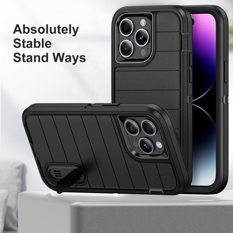 For iPhone 14 Pro Max Defender Gen2 Rugged PC + Silicone Phone Case with Holder