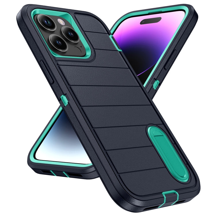 For iPhone 14 Pro Max Defender Gen2 Rugged PC + Silicone Phone Case with Holder