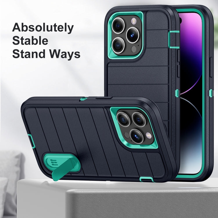 For iPhone 14 Pro Max Defender Gen2 Rugged PC + Silicone Phone Case with Holder