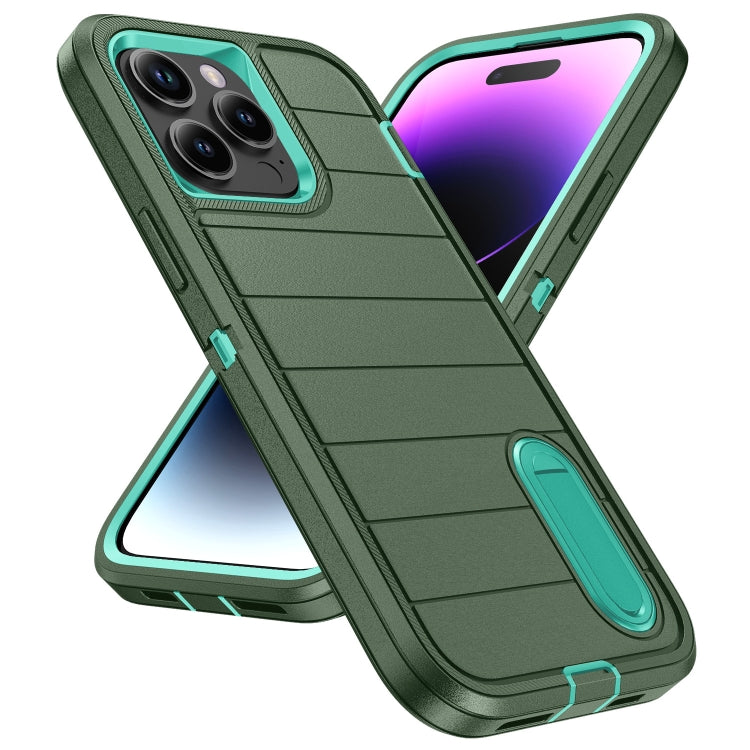 For iPhone 14 Pro Max Defender Gen2 Rugged PC + Silicone Phone Case with Holder