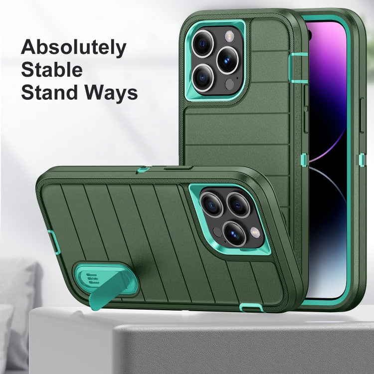 For iPhone 14 Pro Max Defender Gen2 Rugged PC + Silicone Phone Case with Holder