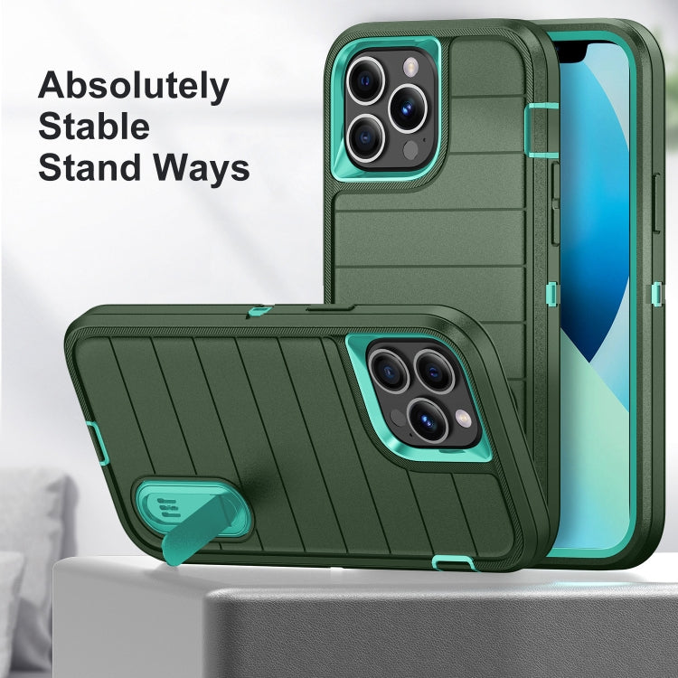 For iPhone 13 Pro Max Defender Gen2 Rugged PC + Silicone Phone Case with Holder