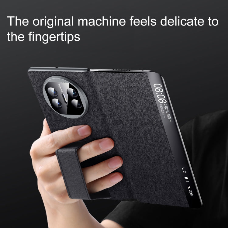 For Huawei Mate X5 / X3 SULADA Smart Series Wristband Holder Smart View Window Genuine Leather Phone Case