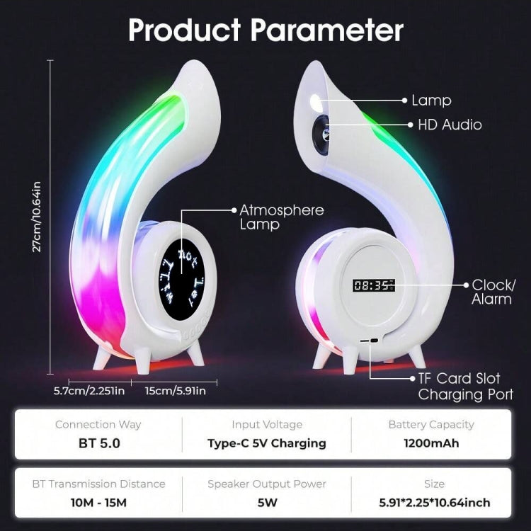 G69 Abyss Light RGB Colorful Desktop Bluetooth Speaker - White