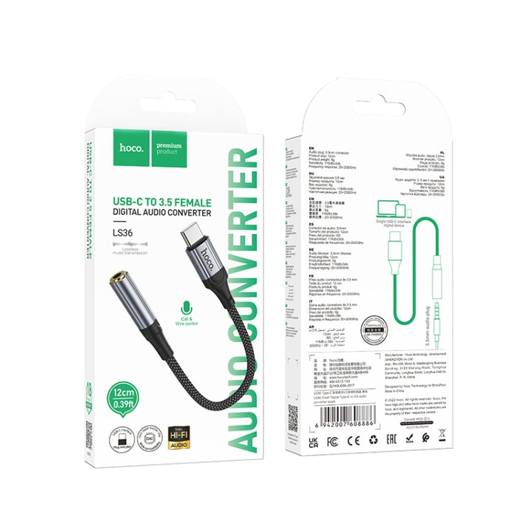 hoco LS36 Fresh Type-C to 3.5mm Digital Audio Adapter Cable - Black