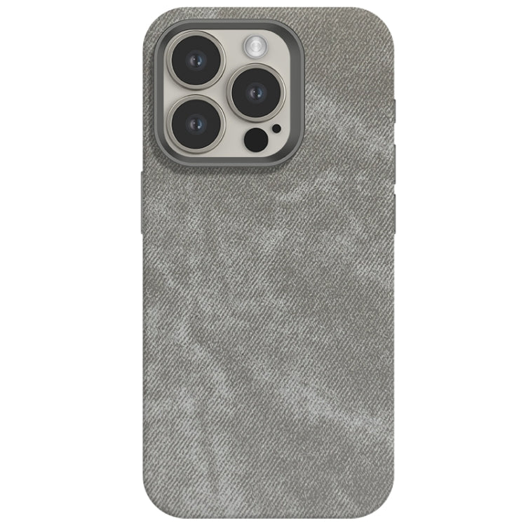 For iPhone 15 Pro Max Skin Feel Denim Leather MagSafe Phone Case