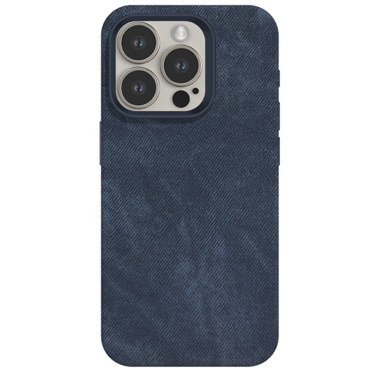 For iPhone 15 Pro Max Skin Feel Denim Leather MagSafe Phone Case