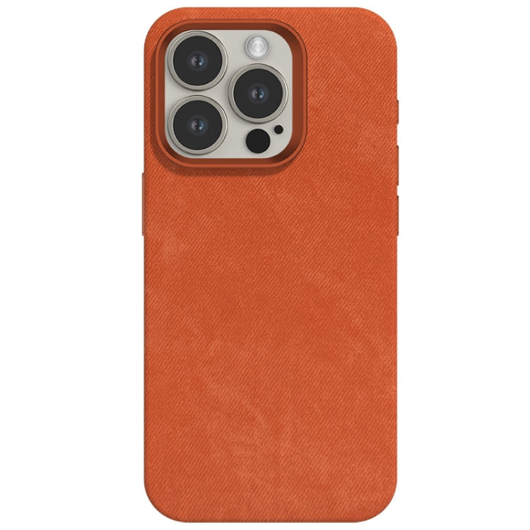 For iPhone 15 Pro Max Skin Feel Denim Leather MagSafe Phone Case