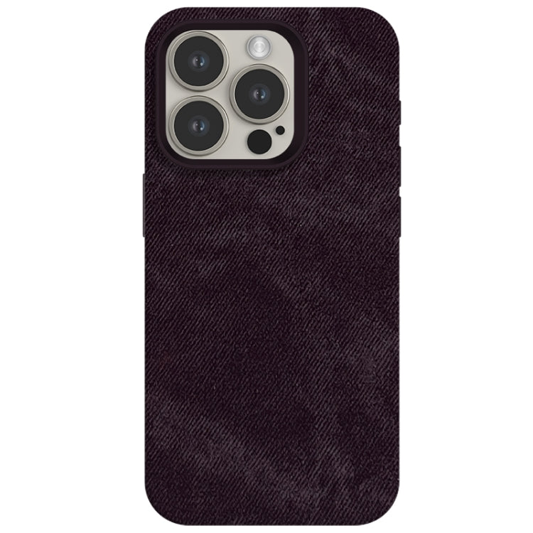 For iPhone 15 Pro Skin Feel Denim Leather MagSafe Phone Case