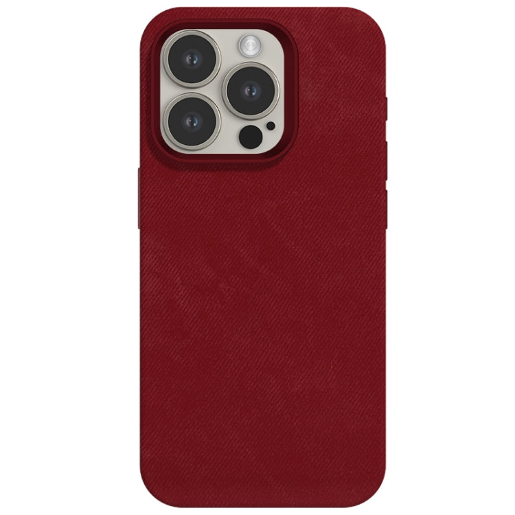For iPhone 15 Pro Skin Feel Denim Leather MagSafe Phone Case
