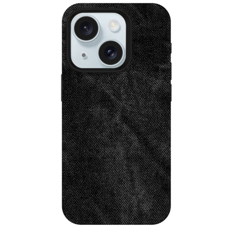 For iPhone 15 Skin Feel Denim Leather MagSafe Phone Case